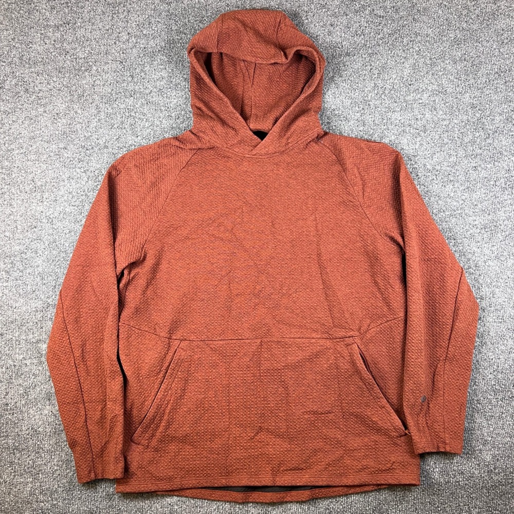 Lululemon At Ease Hoodie Mens XL Brown Orange Textured Pullover Thermal LM3BF7S